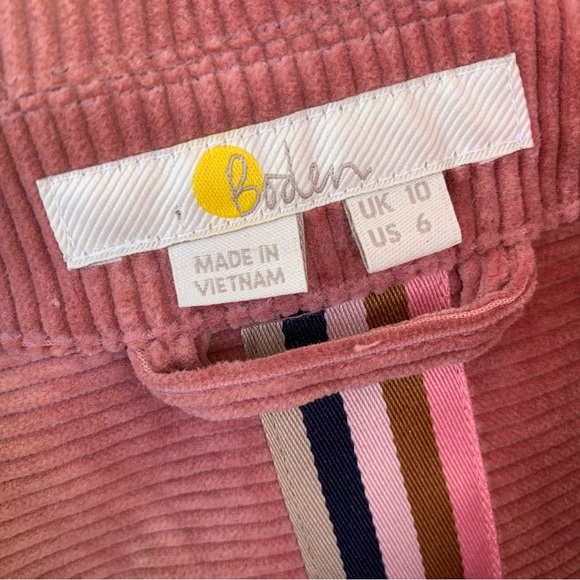 Boden Shacket Jacket Womens 6 Corduroy Pink Long Sleeve Button Wide Wale Shirt - Picture 13 of 16